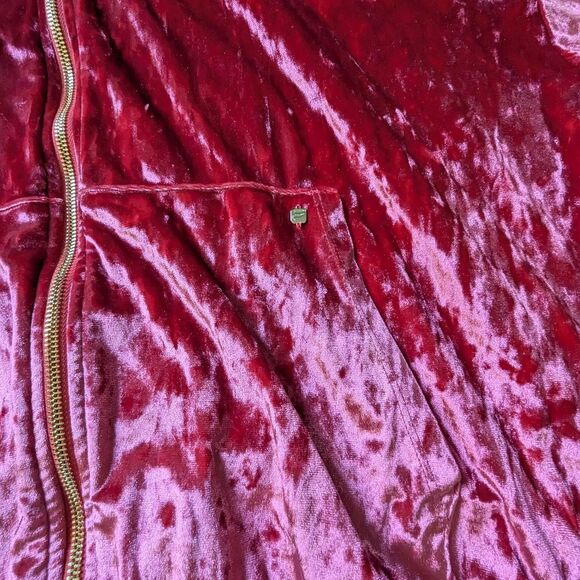 Fabletics Pink Berry Red Crushed Velvet Zip Hoodie Plus Size 2X Loungewear Glam - Picture 5 of 8